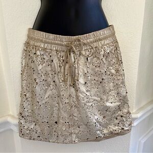Leifsdottir Metallic Gold Floral Mini Skirt